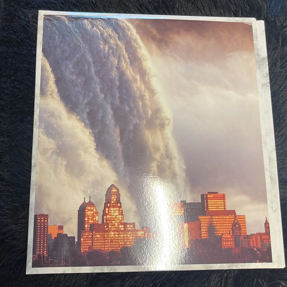 Vintage downtown Buffalo with Niagara Falls in background laminated binder